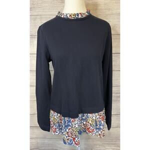 Loft Lightweight Sweater Women’s Small Blue Multicolor Floral Long Sleeve Knit